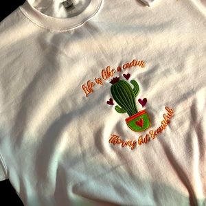 brandnew embroidered sweatshirt with plant design (cactus)